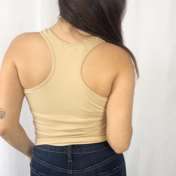 Khaki Tank Top with Front Crochet Details - Picture 3 of 4